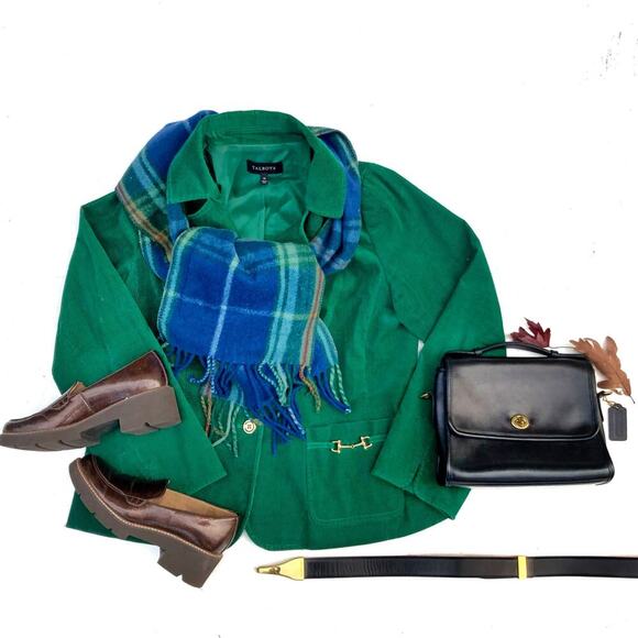 Patrick King Woollen Co Merino Wool Pocket Scarf NWT | Blue Green Tartan Gift - Picture 3 of 16